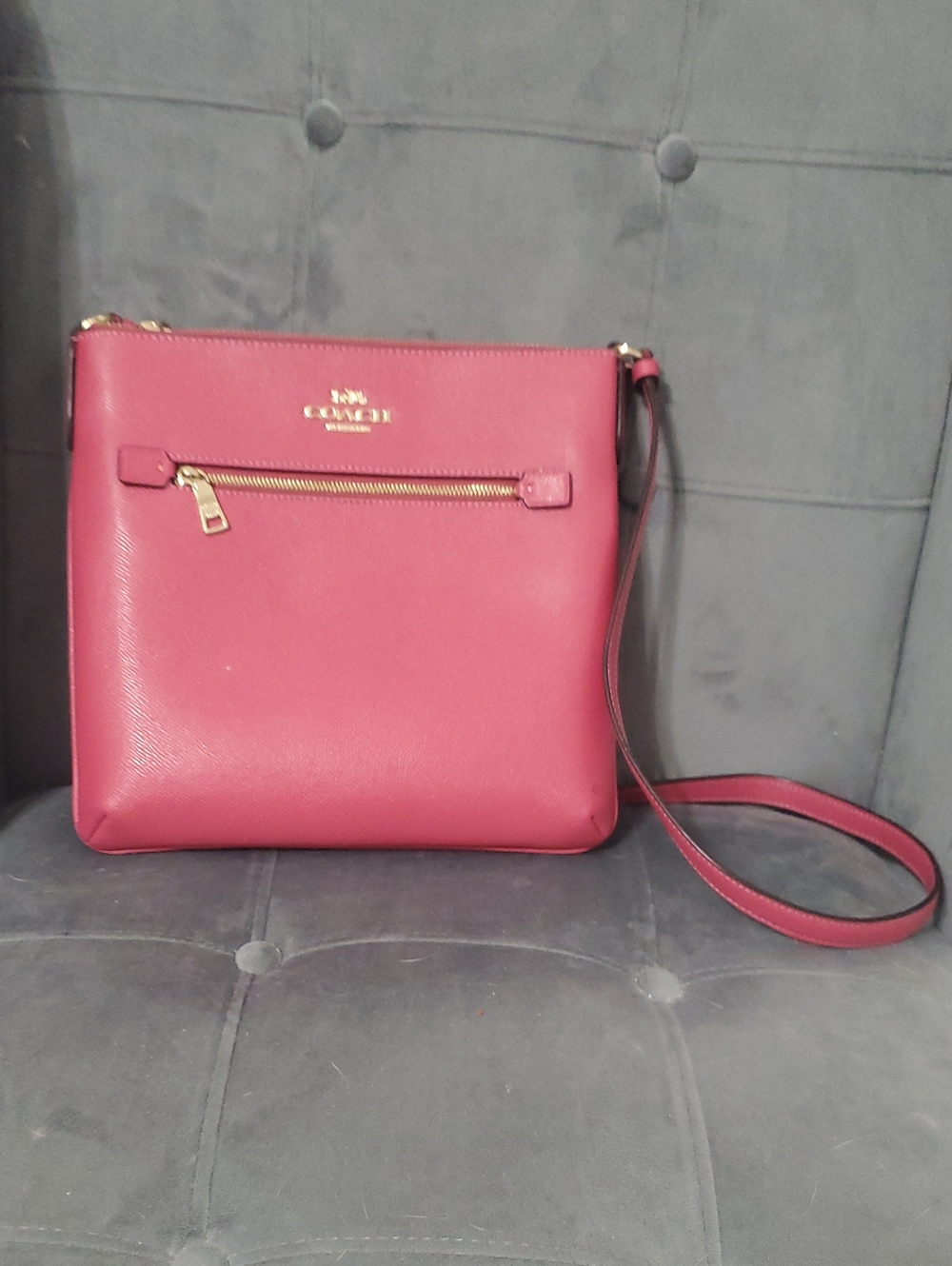 Coach  Pink Leather Crossbody Bag with Gold Hardware